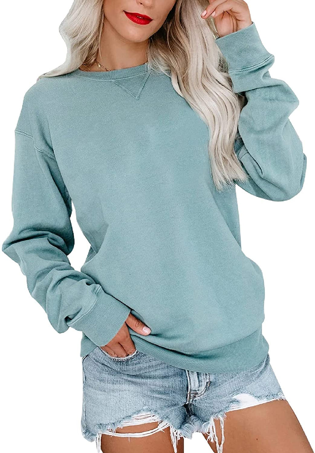 Bingerlily Women's Light Blue Sweatshirt