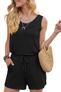 Bingerlily Women Black Sleeveless Romper