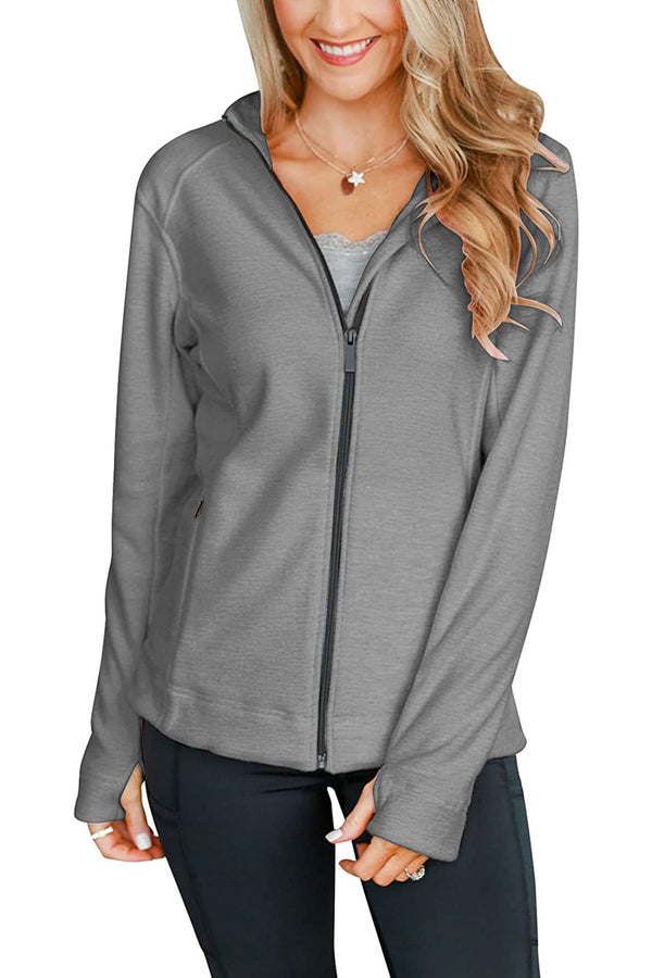 Bingerlily Women's Gray Zip Athletic Jacket