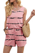 Bingerlily Women Pink Stripe Sleeveless Romper