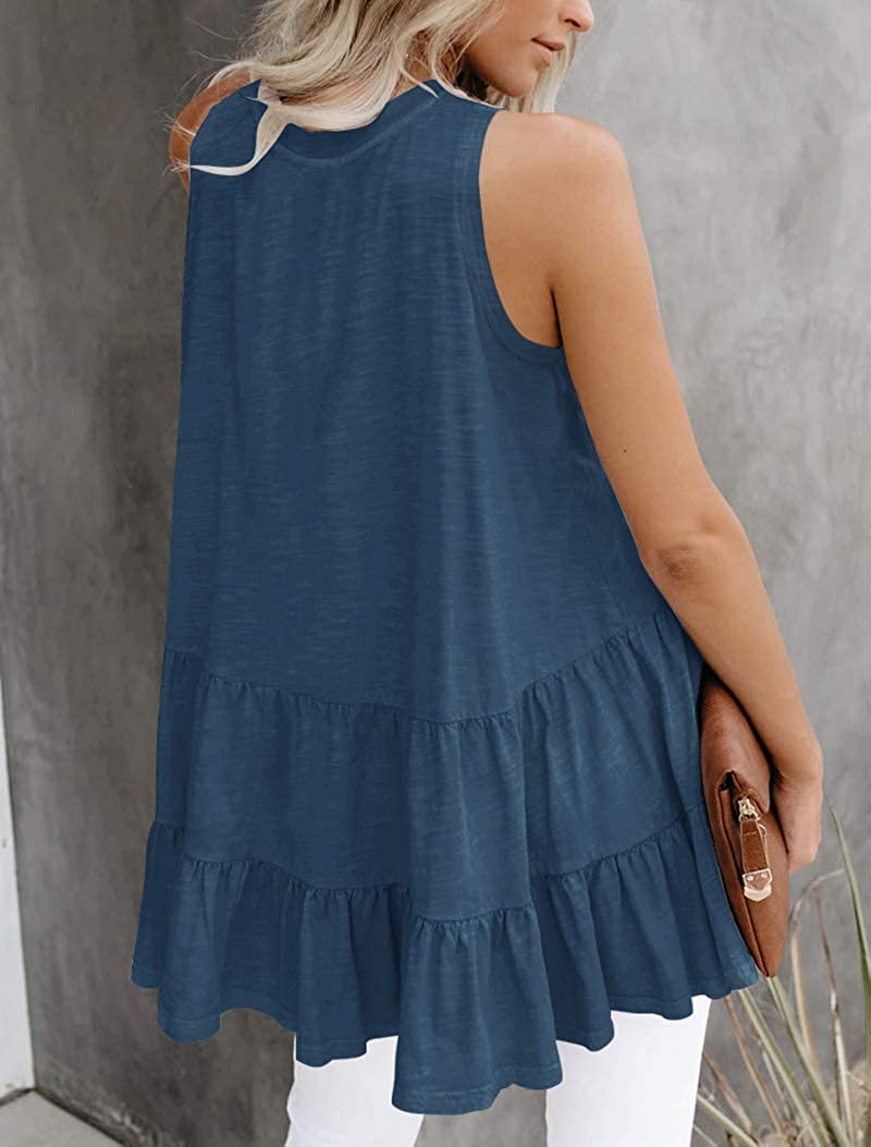 Bingerlily Women's Blue Flowy Tank Top