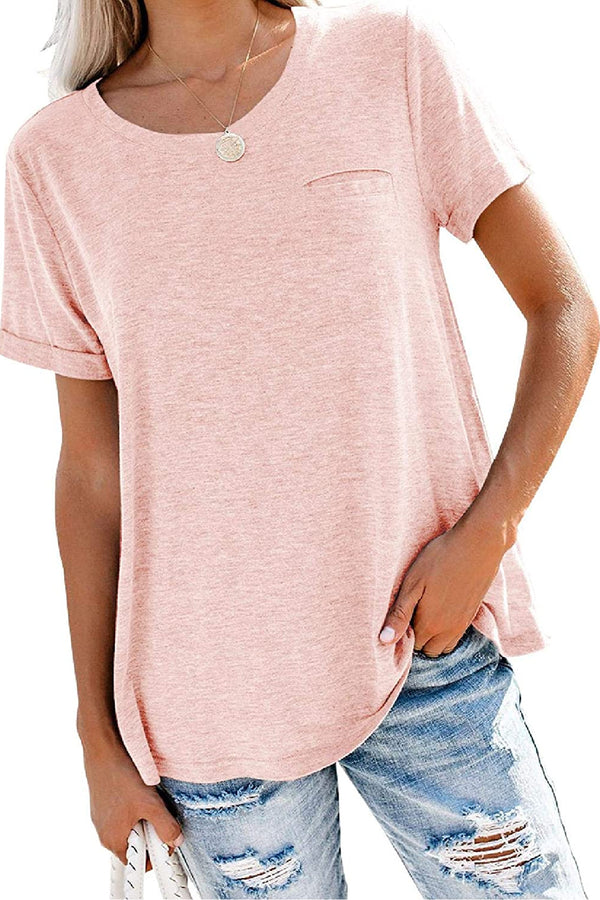 Bingerlily Light Pink Roll Up Short Sleeve T Shirt