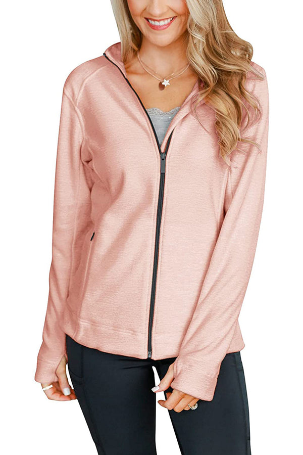 Bingerlily Women's Pink Zip Athletic Jacket