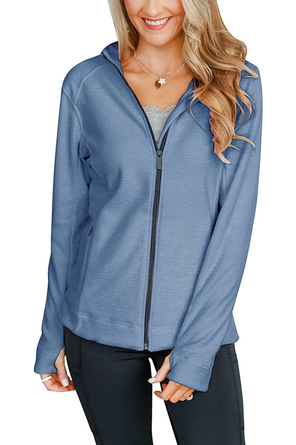 Bingerlily Women's Blue Zip Athletic Jacket