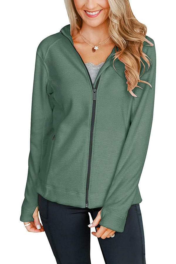 Bingerlily Women's Green Zip Athletic Jacket
