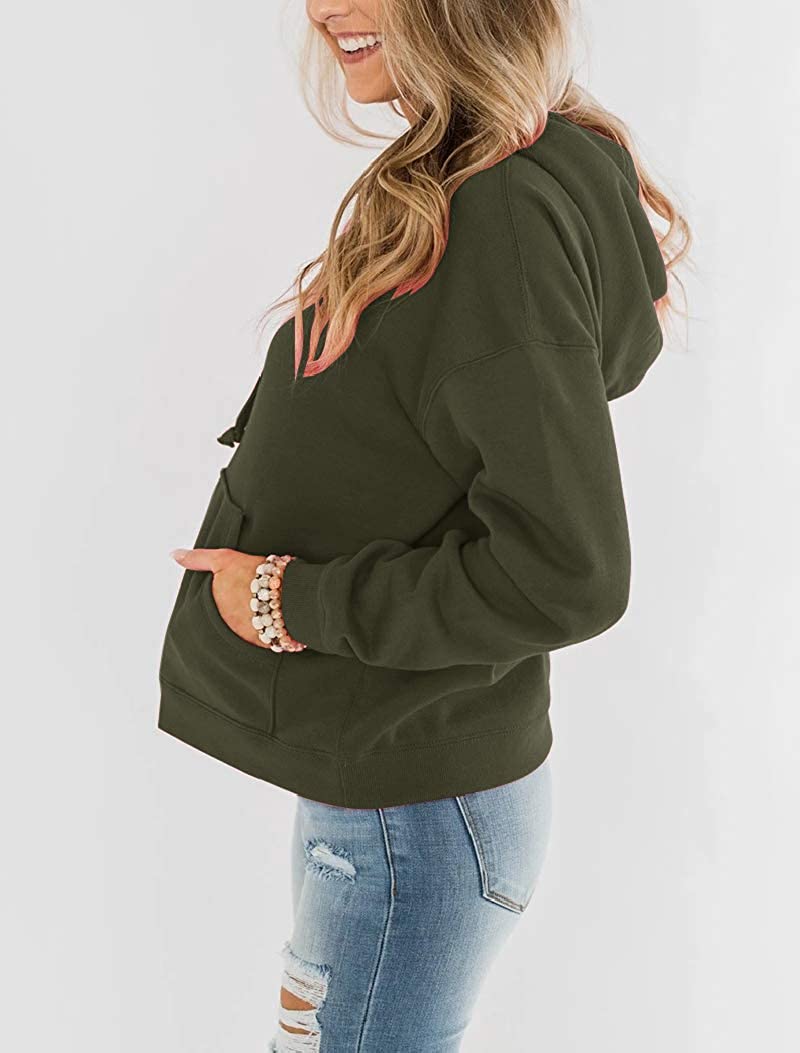 Bingerlily Women's Army Green Hoodie