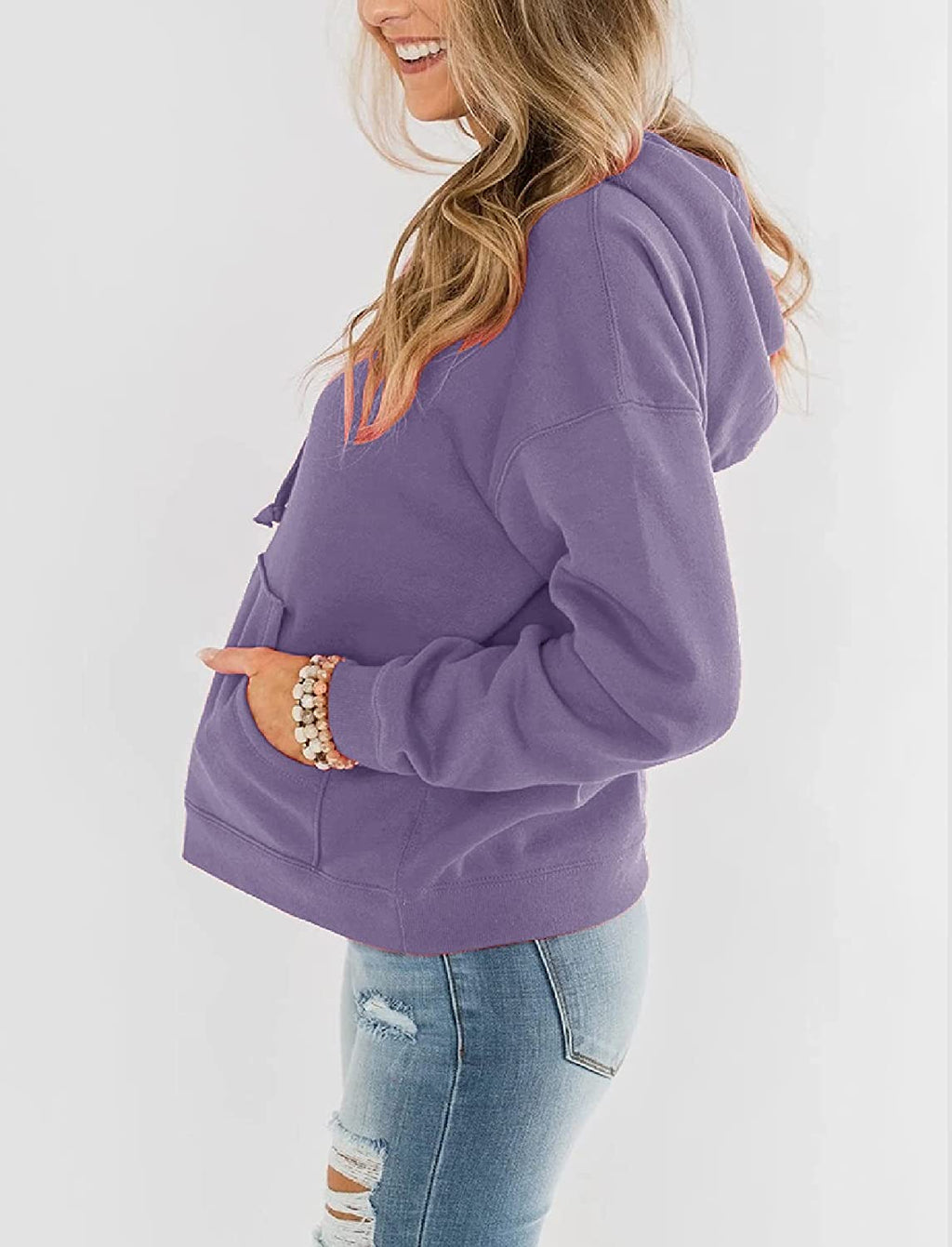 Bingerlily Women's Light Purple Hoodie