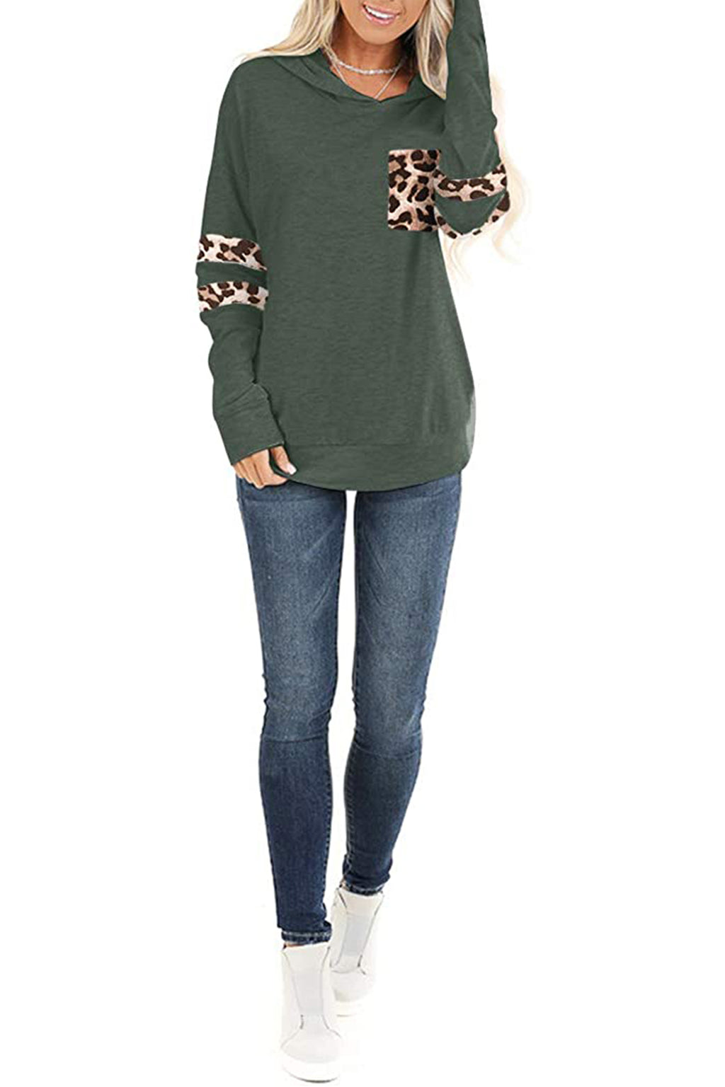Bingerlily Women's Green Pullover Sweatshirt