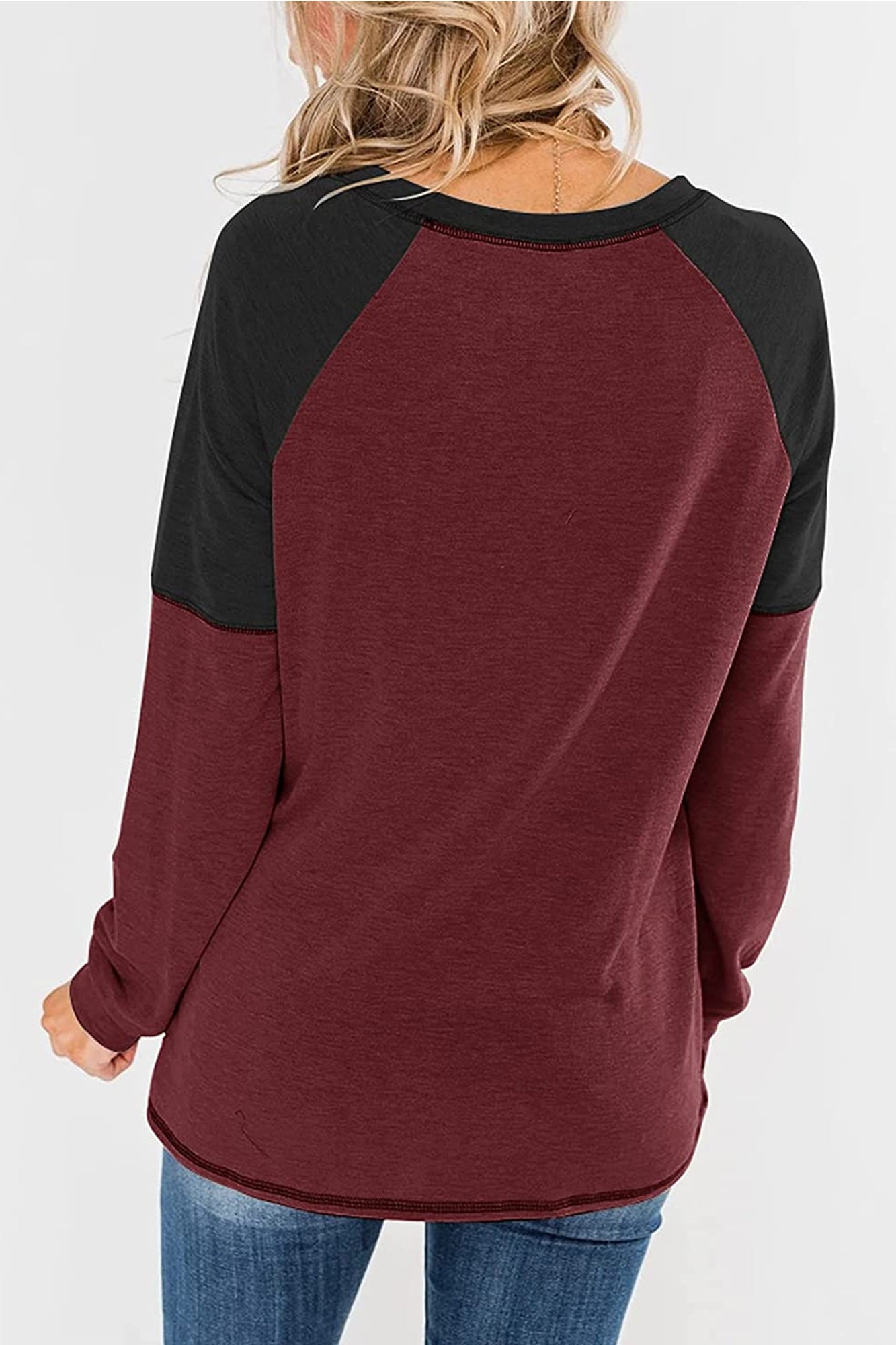 Bingerlily Women Wine Black Long Sleeve Tunic Top