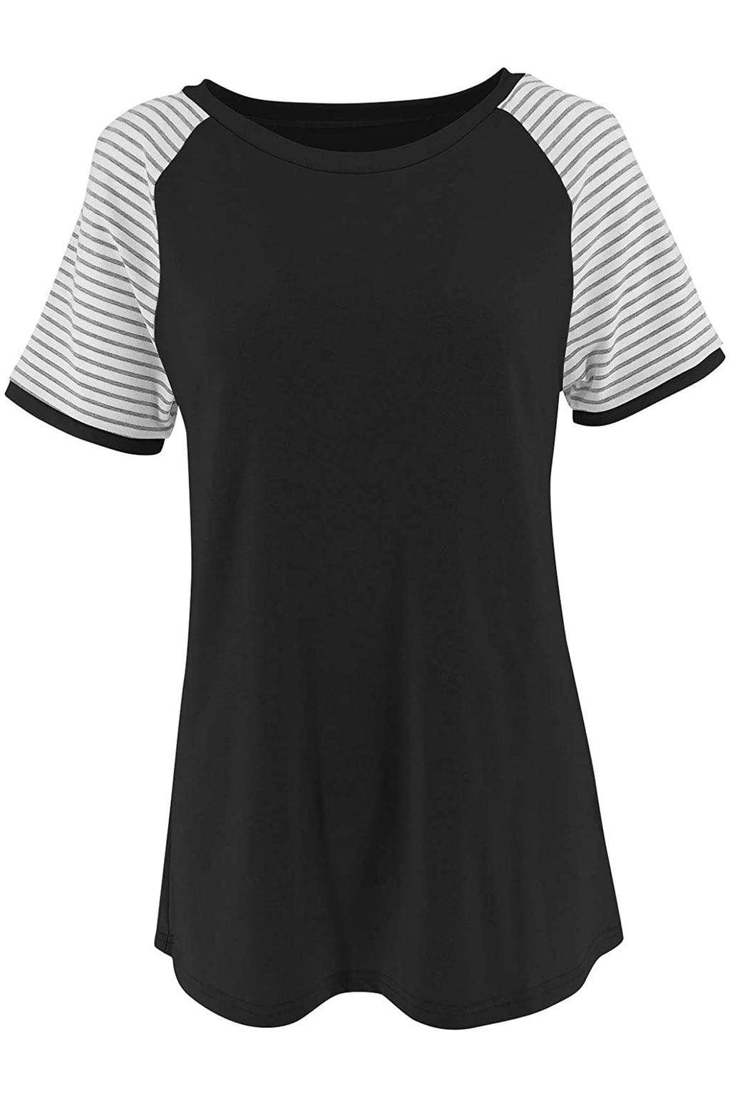 Bingerlily Black Short Sleeve Stripe Tops