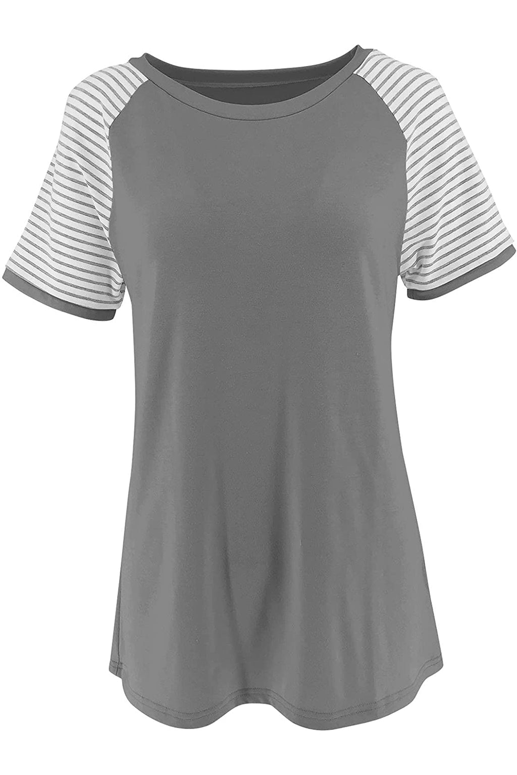 Bingerlily Gray Short Sleeve Stripe Tops