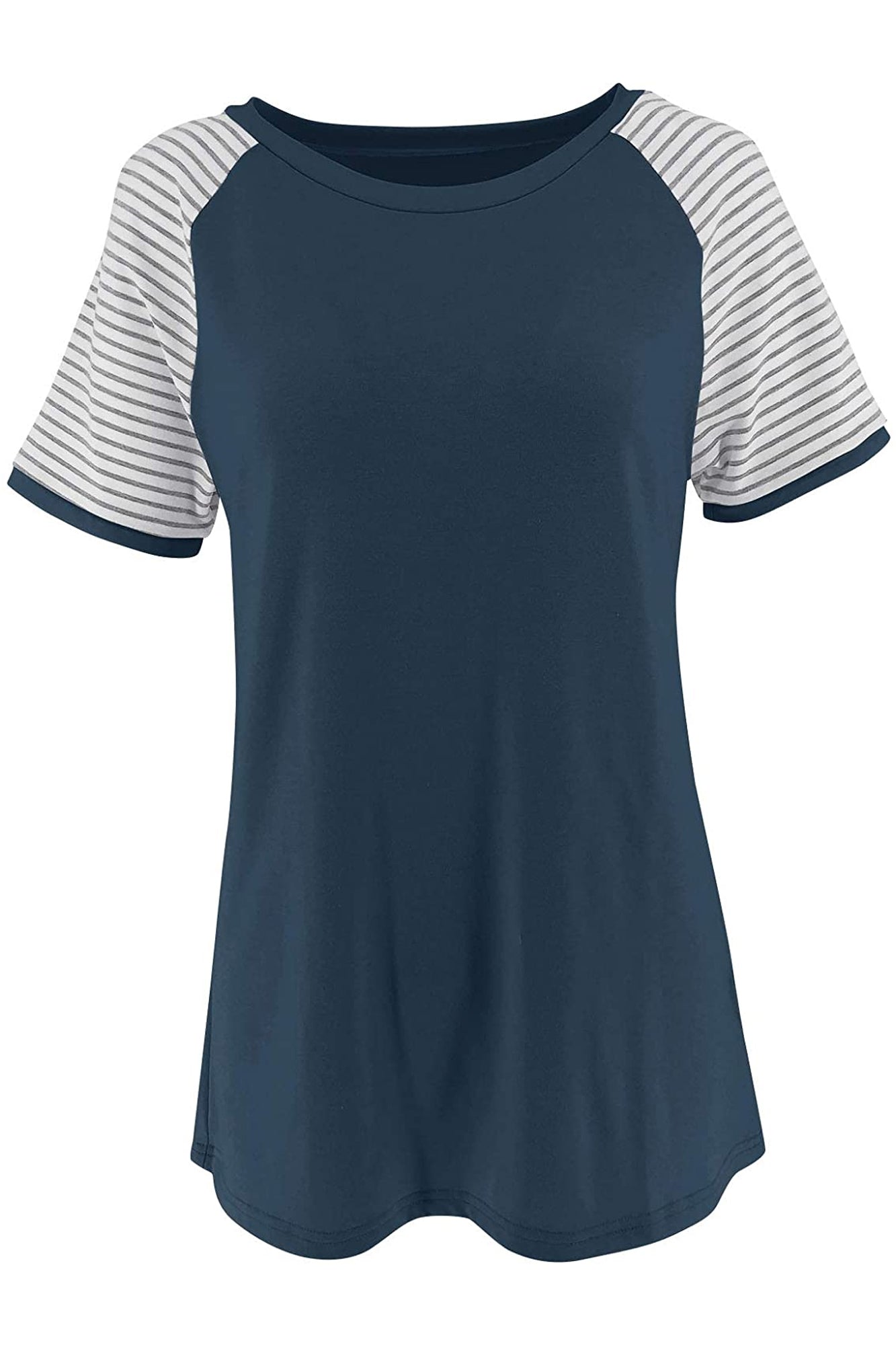 Bingerlily Blue Short Sleeve Stripe Tops