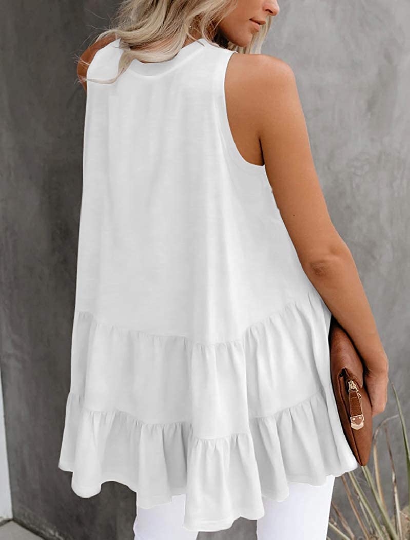 Bingerlily Women's White Flowy Tank Top