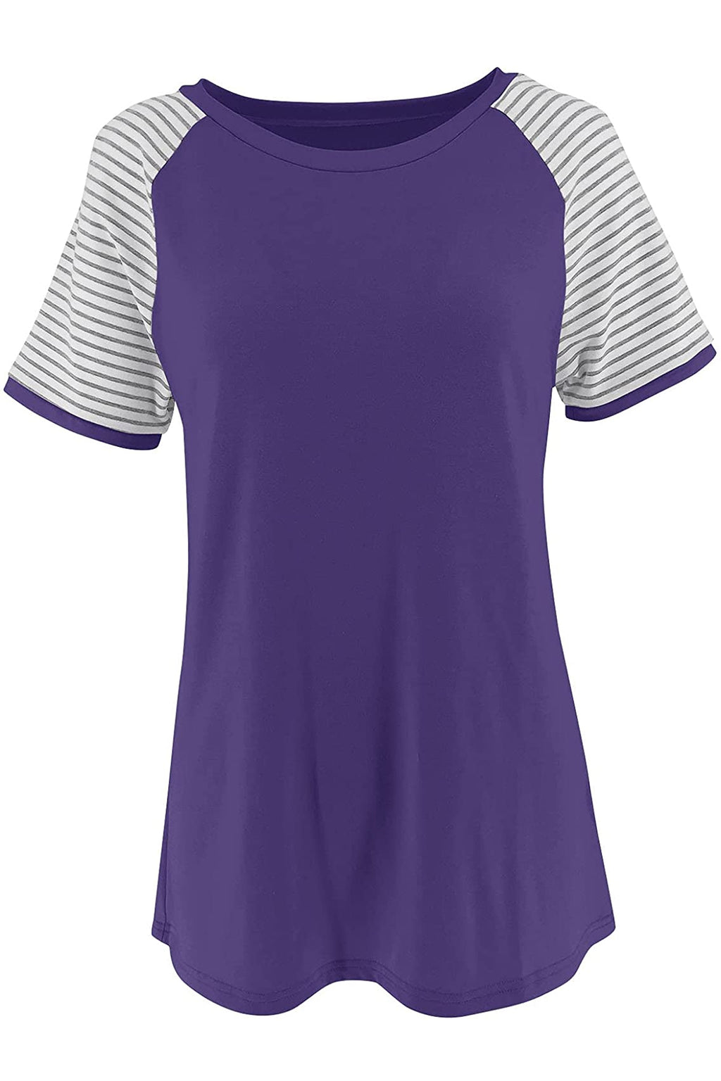 Bingerlily Purple Short Sleeve Stripe Tops