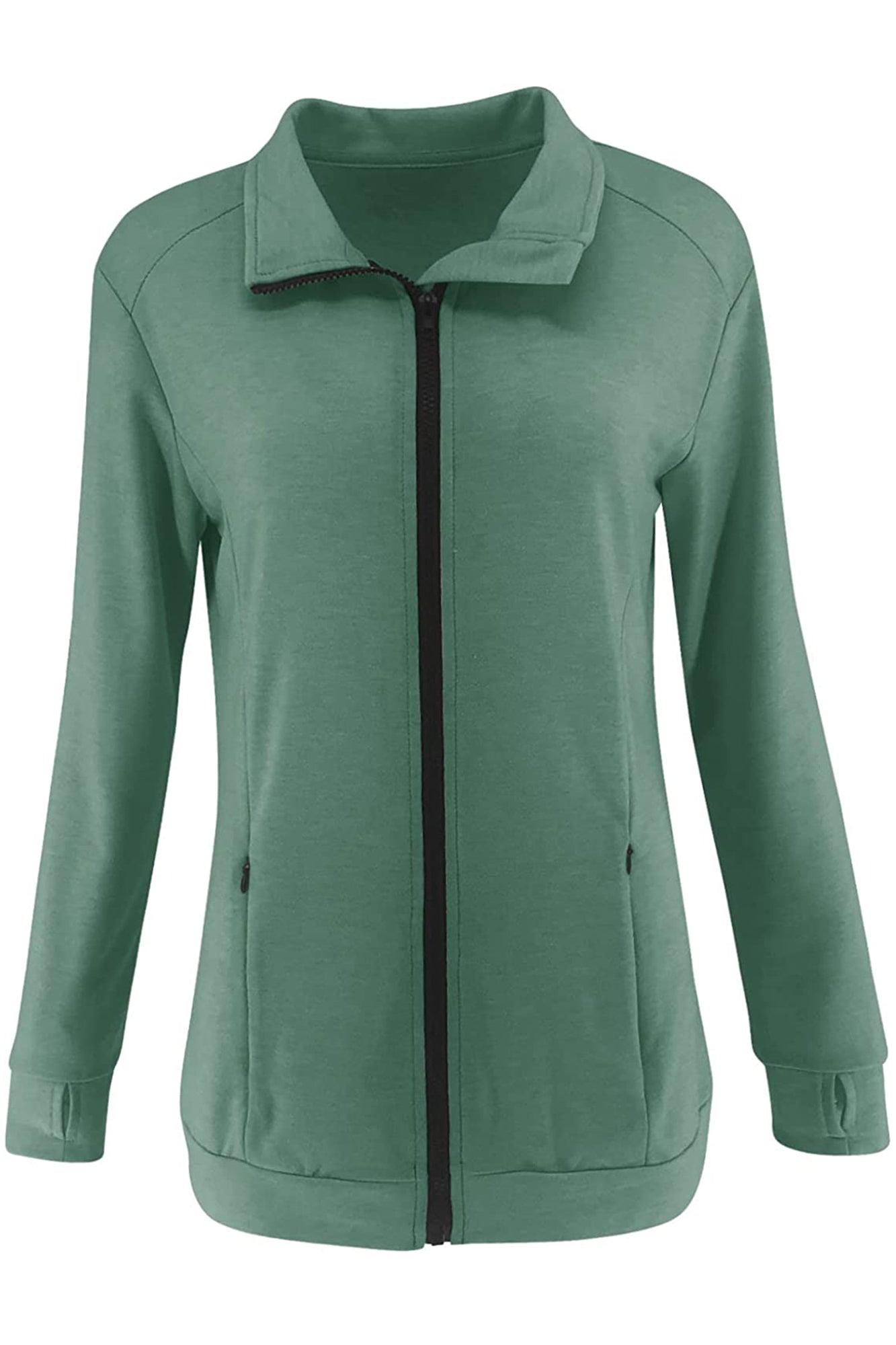Bingerlily Women's Green Zip Athletic Jacket