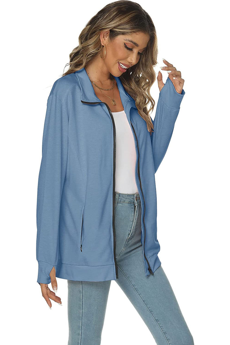 Bingerlily Women's Blue Zip Athletic Jacket