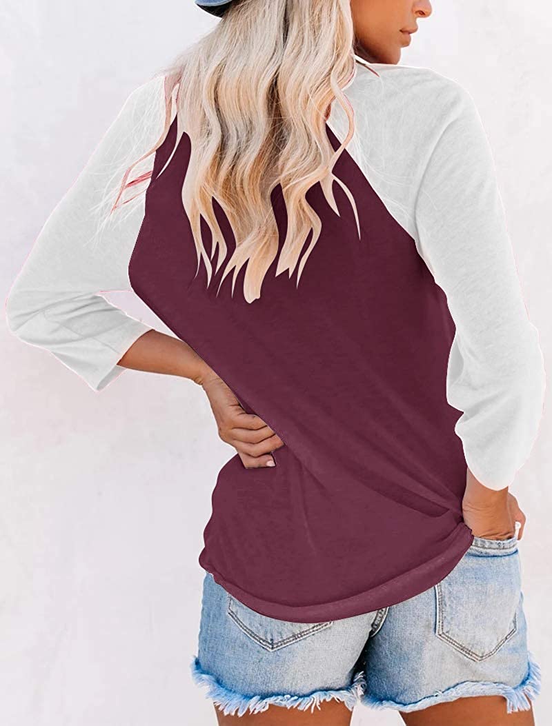 Bingerlily Wine Red 3/4 Sleeve Tunic Top