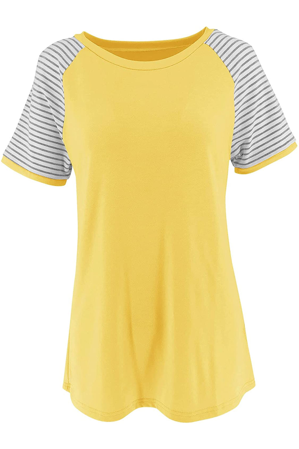 Bingerlily Yellow Short Sleeve Stripe Tops