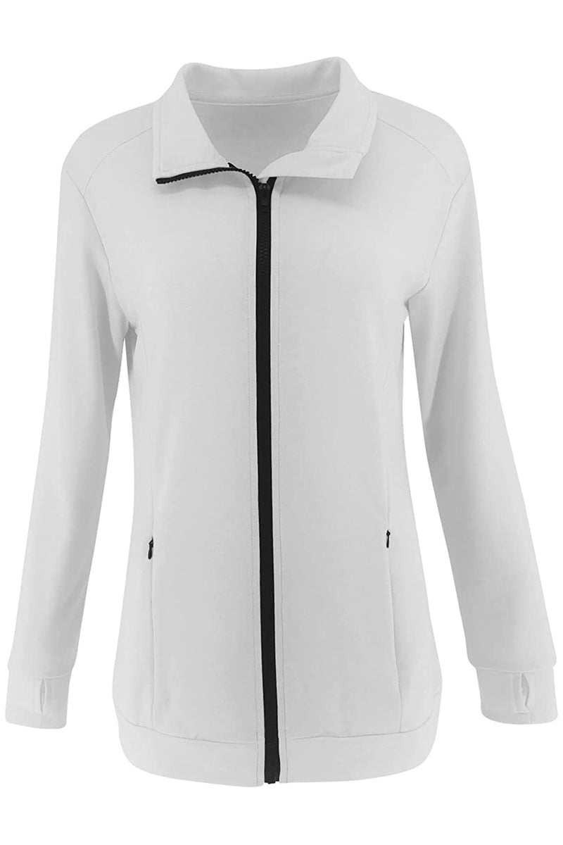 Bingerlily Women's White Zip Athletic Jacket