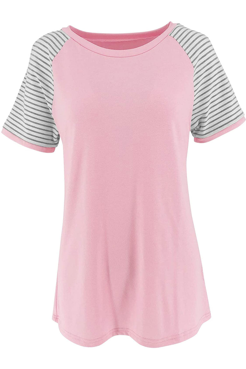 Bingerlily Pink Short Sleeve Stripe Tops