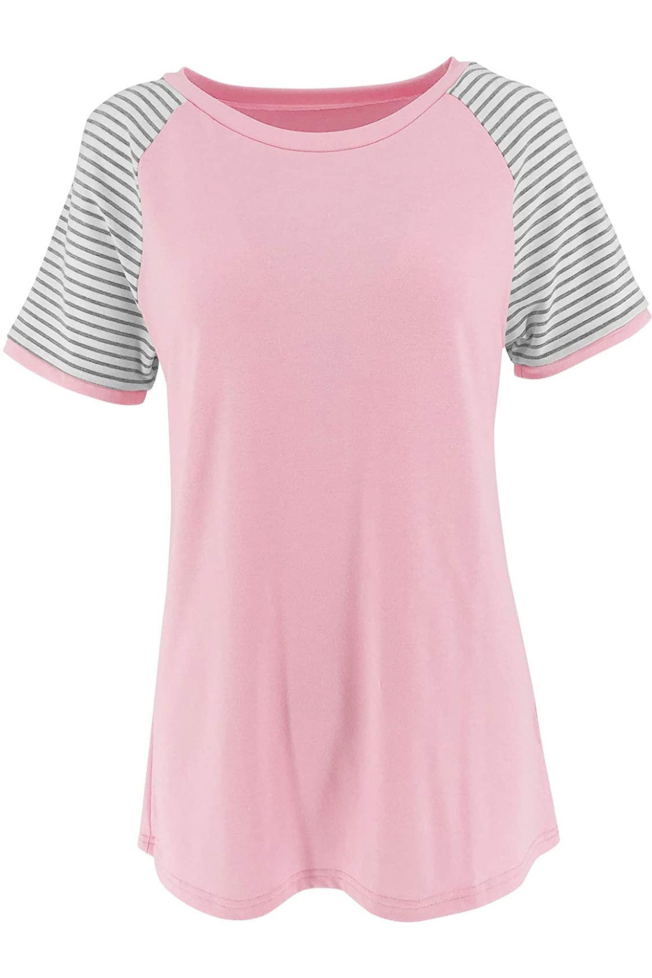 Bingerlily Pink Short Sleeve Stripe Tops