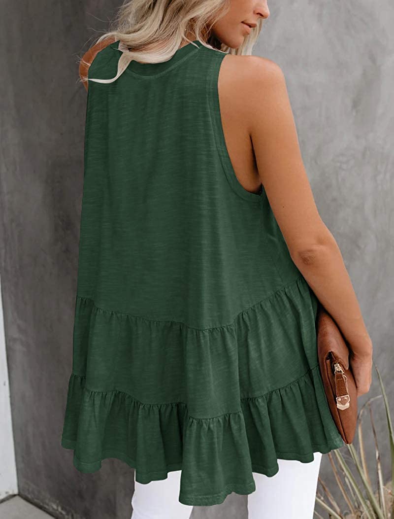 Bingerlily Women's Green Flowy Tank Top