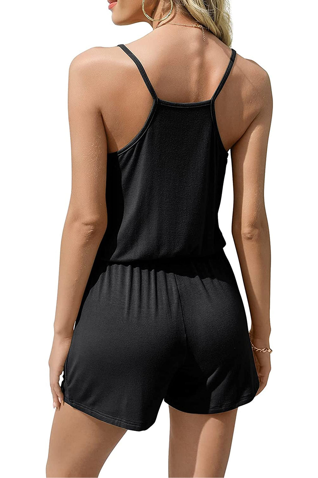 Bingerlily Women Black Spaghetti Strap Romper