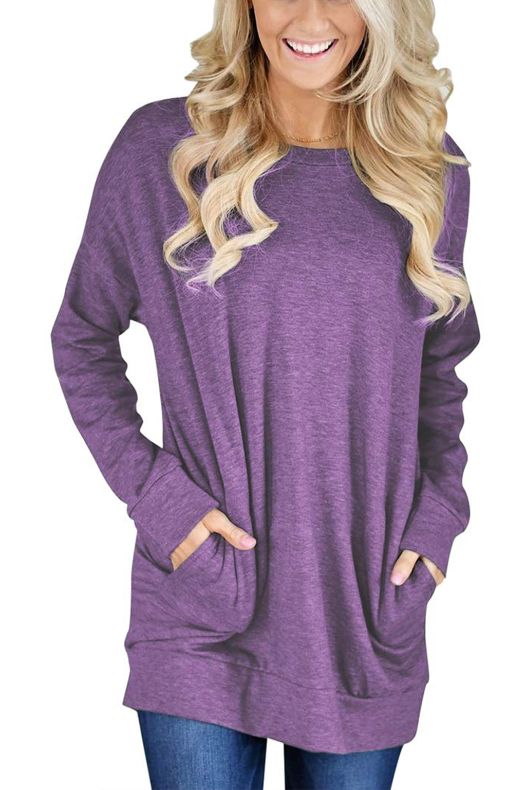 Bingerlily Purple Top Tunic with Pockets