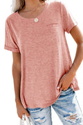 Bingerlily Pink Roll Up Short Sleeve T Shirt
