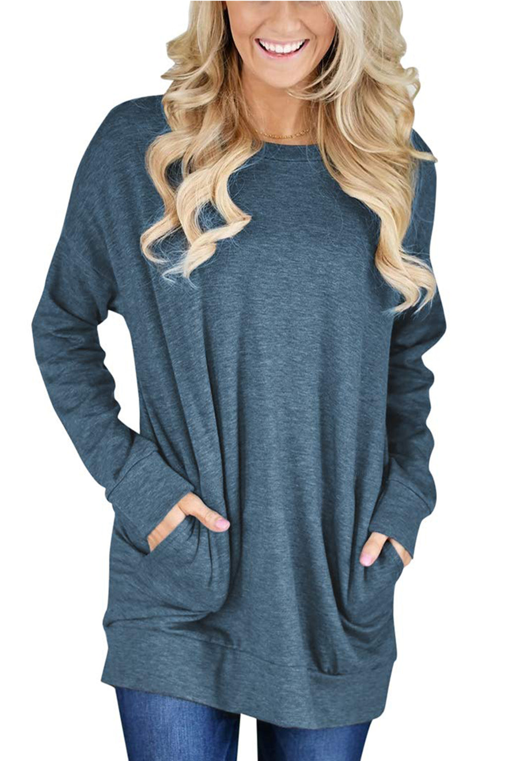 Bingerlily Navy Blue Top Tunic with Pockets