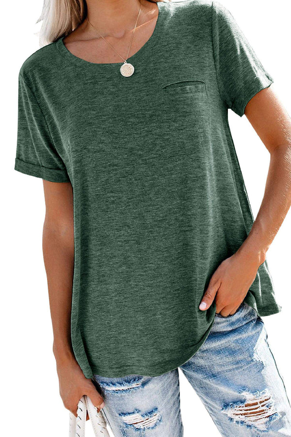 Bingerlily Green Roll Up Short Sleeve T Shirt