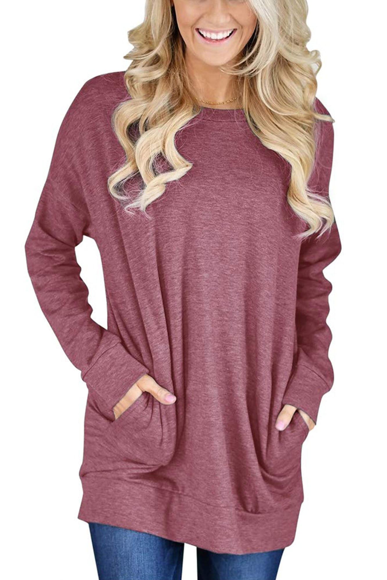 Bingerlily Wine Top Tunics with Pockets