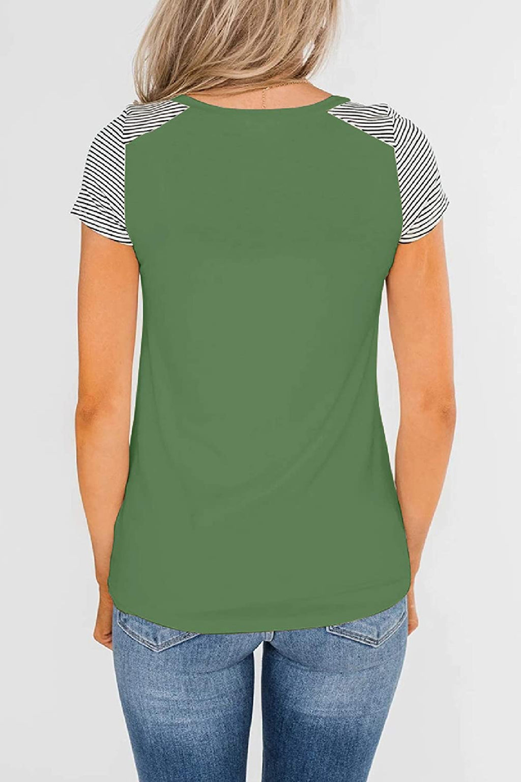 Bingerlily Green Short Sleeve Stripe Tops