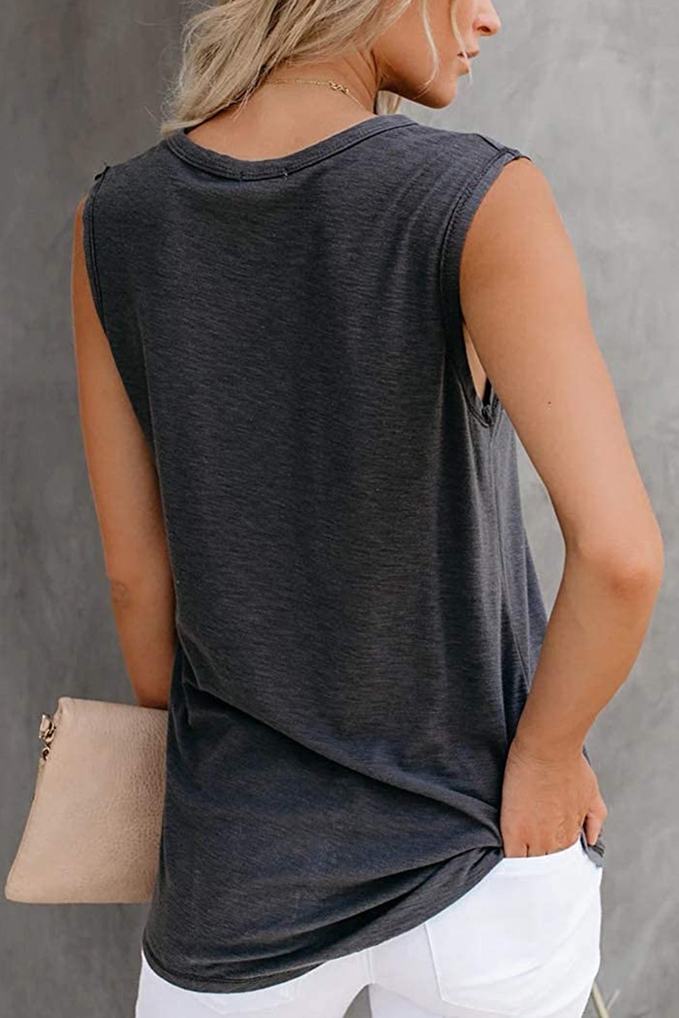 Bingerlily Women's Charcoal Sleeveless Flowy Tank Top