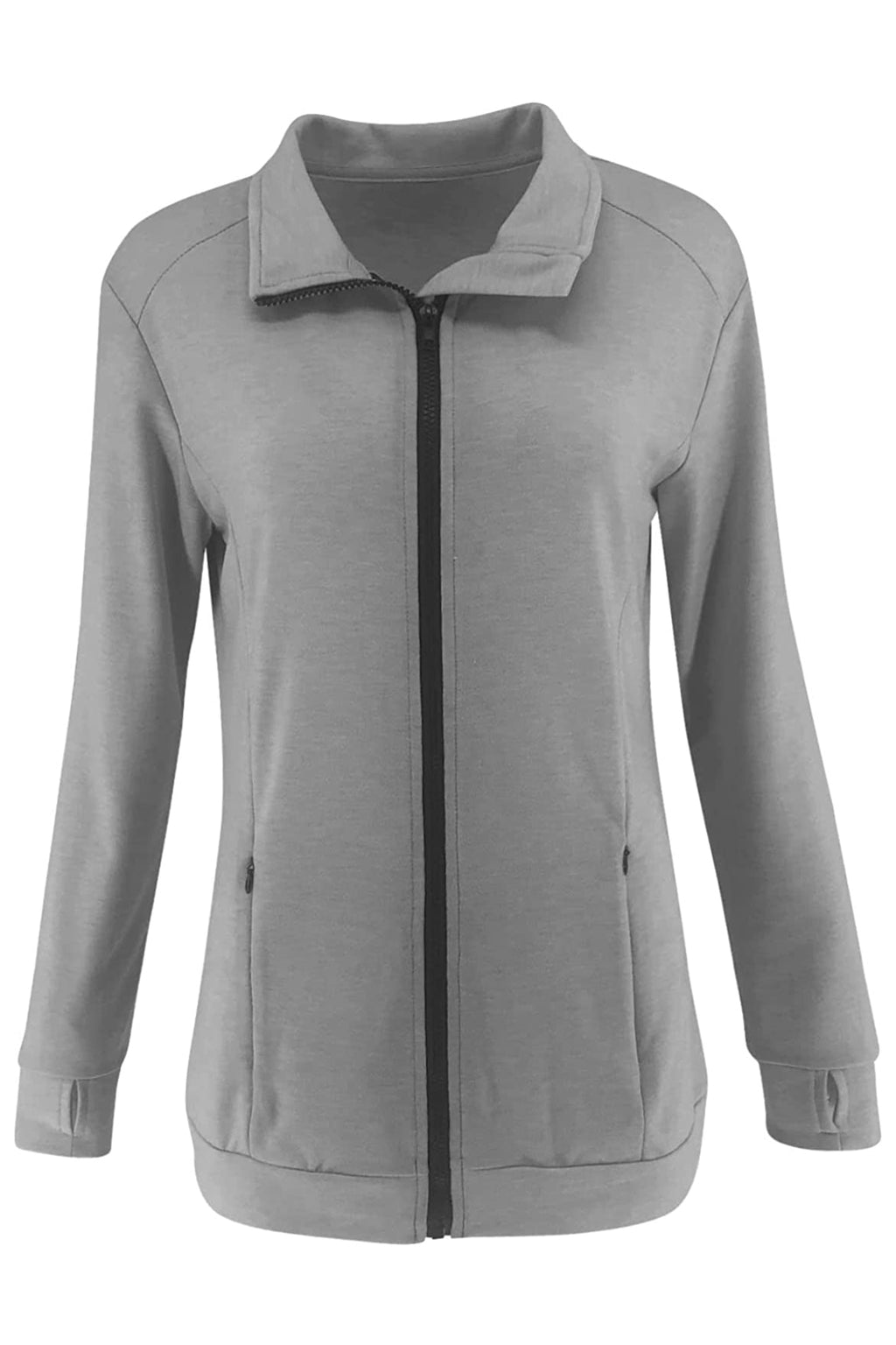 Bingerlily Women's Gray Zip Athletic Jacket