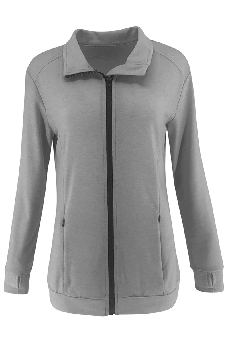 Bingerlily Women's Gray Zip Athletic Jacket