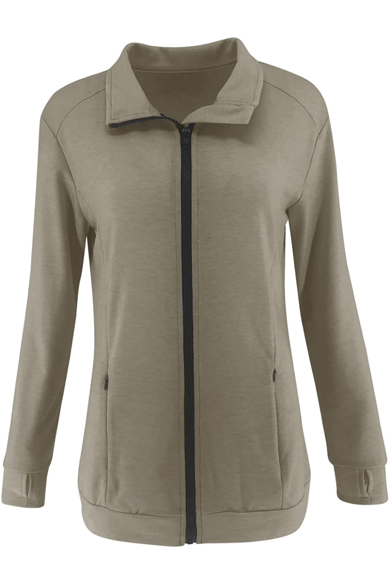 Bingerlily Women's Brown Zip Athletic Jacket