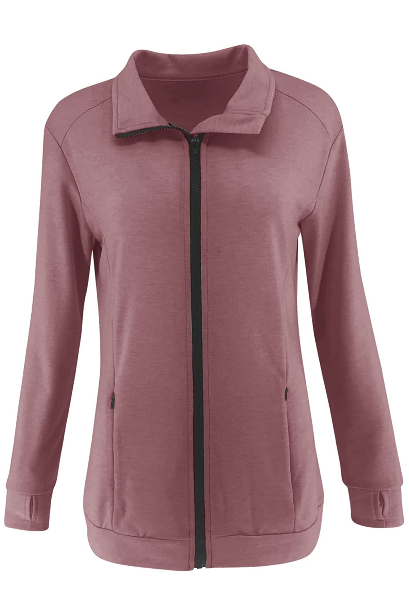 Bingerlily Women's Wine Red Zip Athletic Jacket