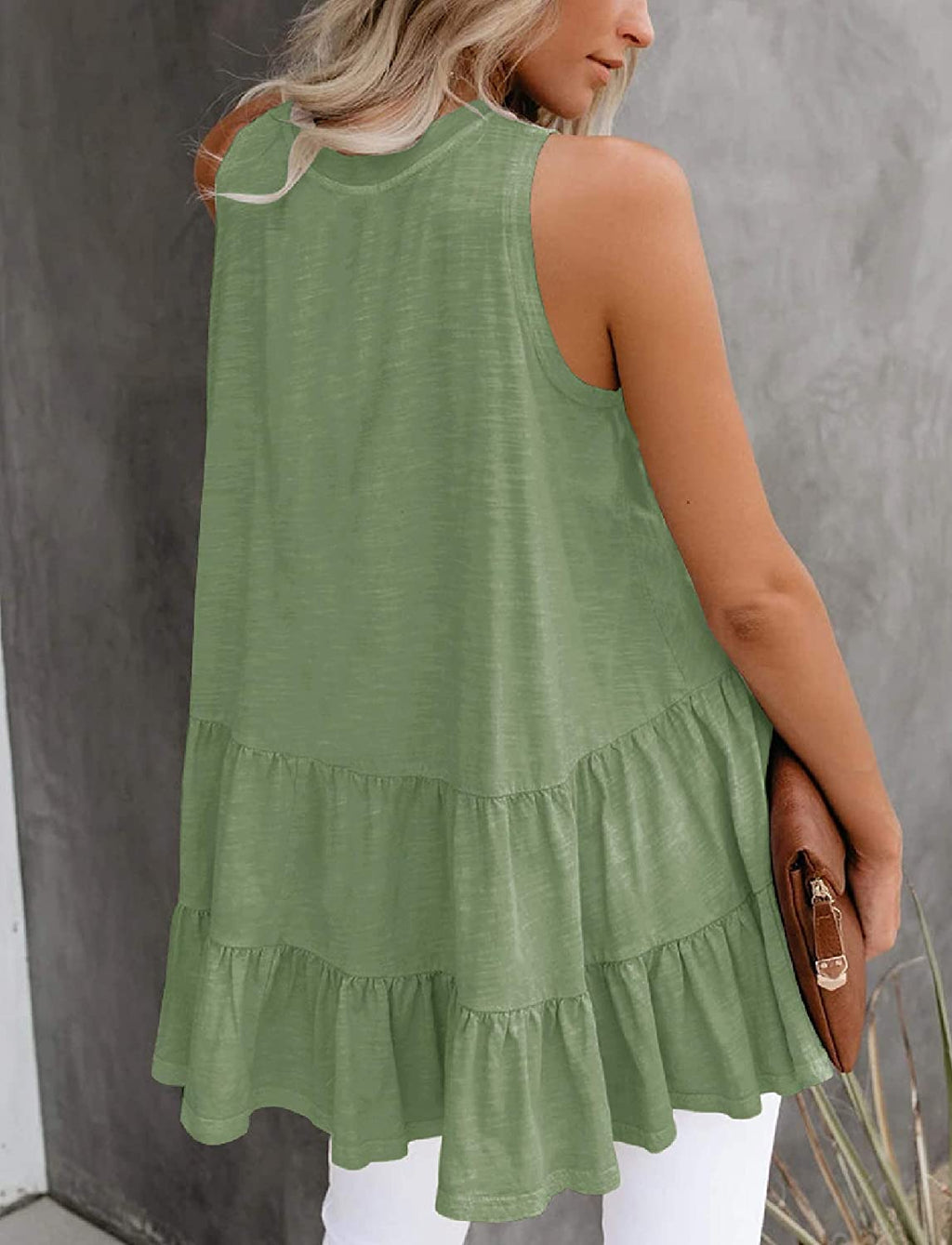 Bingerlily Women's Olive Flowy Tank Top