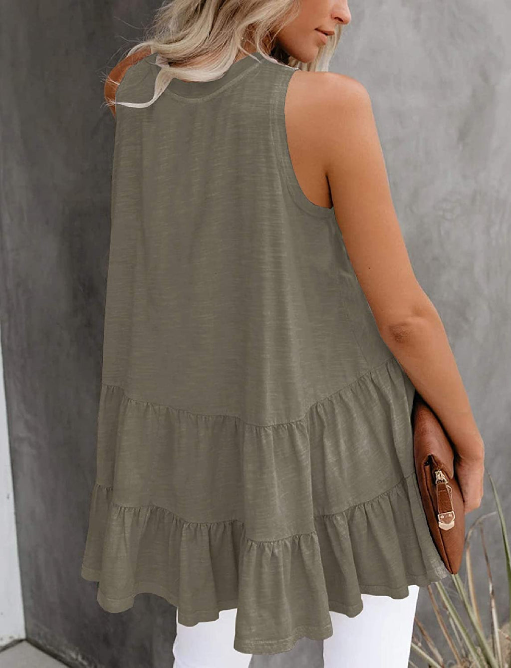 Bingerlily Women's Brown Flowy Tank Top