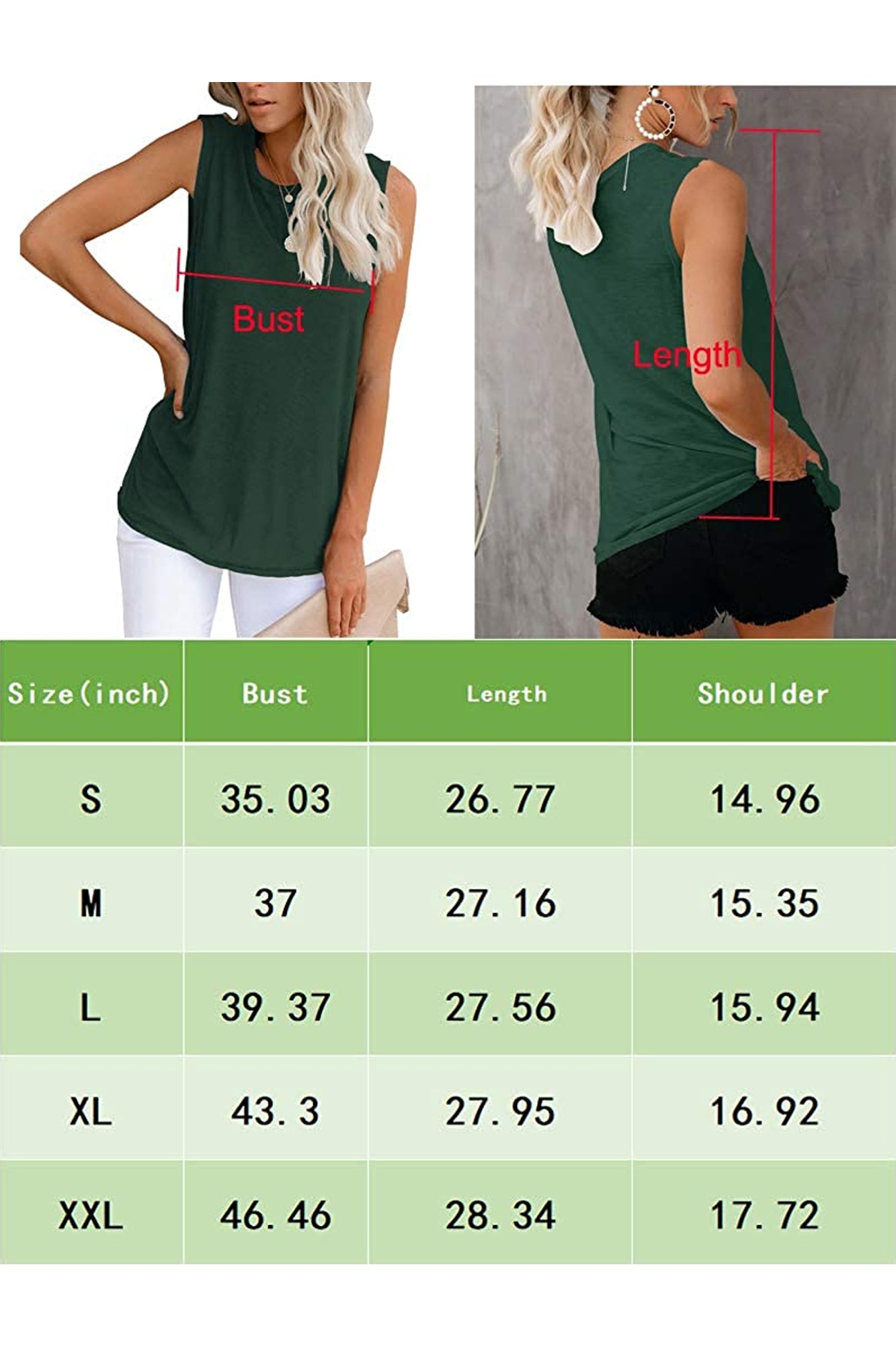 Bingerlily Women's Green Sleeveless Flowy Tank Top