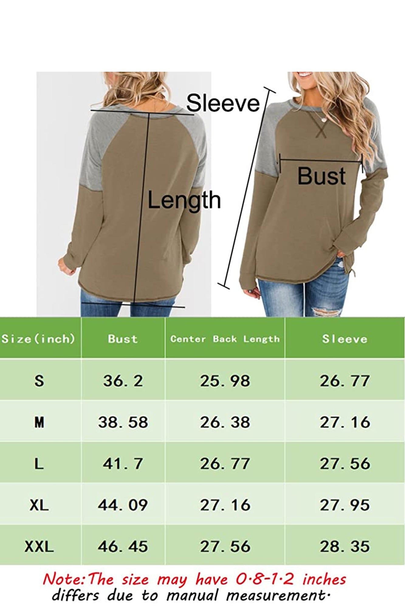 Bingerlily Women Brown Grey Long Sleeve Tunic Top