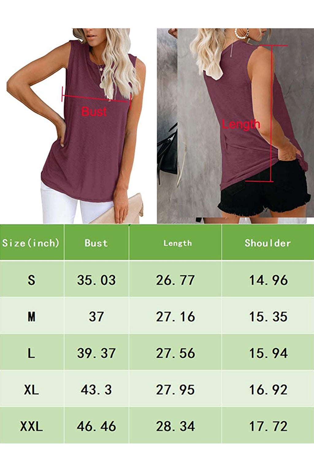 Bingerlily Women's Wine Red Sleeveless Flowy Tank Top