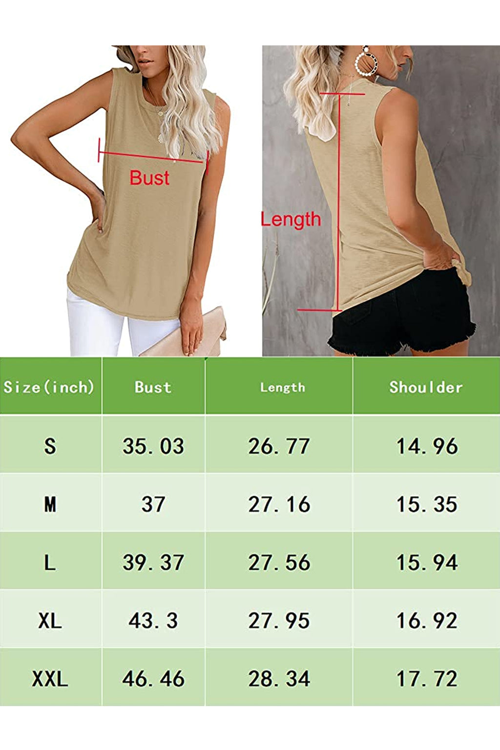 Bingerlily Women's Khaki Sleeveless Flowy Tank Top