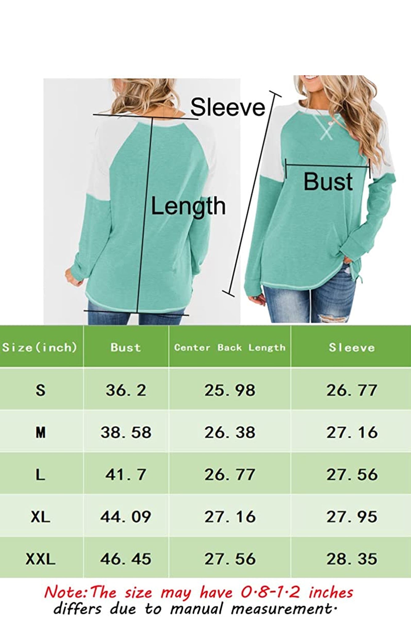 Bingerlily Women Green White Long Sleeve Tunic Top