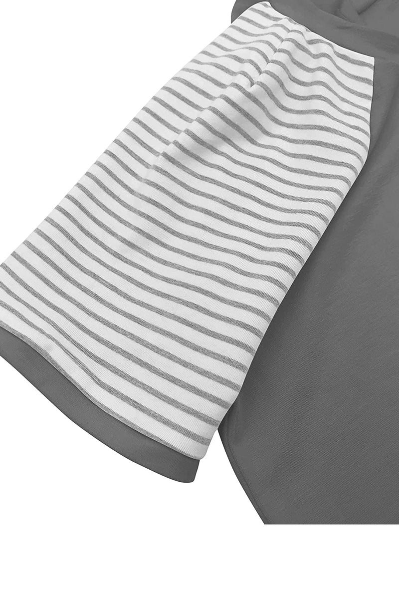 Bingerlily Gray Short Sleeve Stripe Tops
