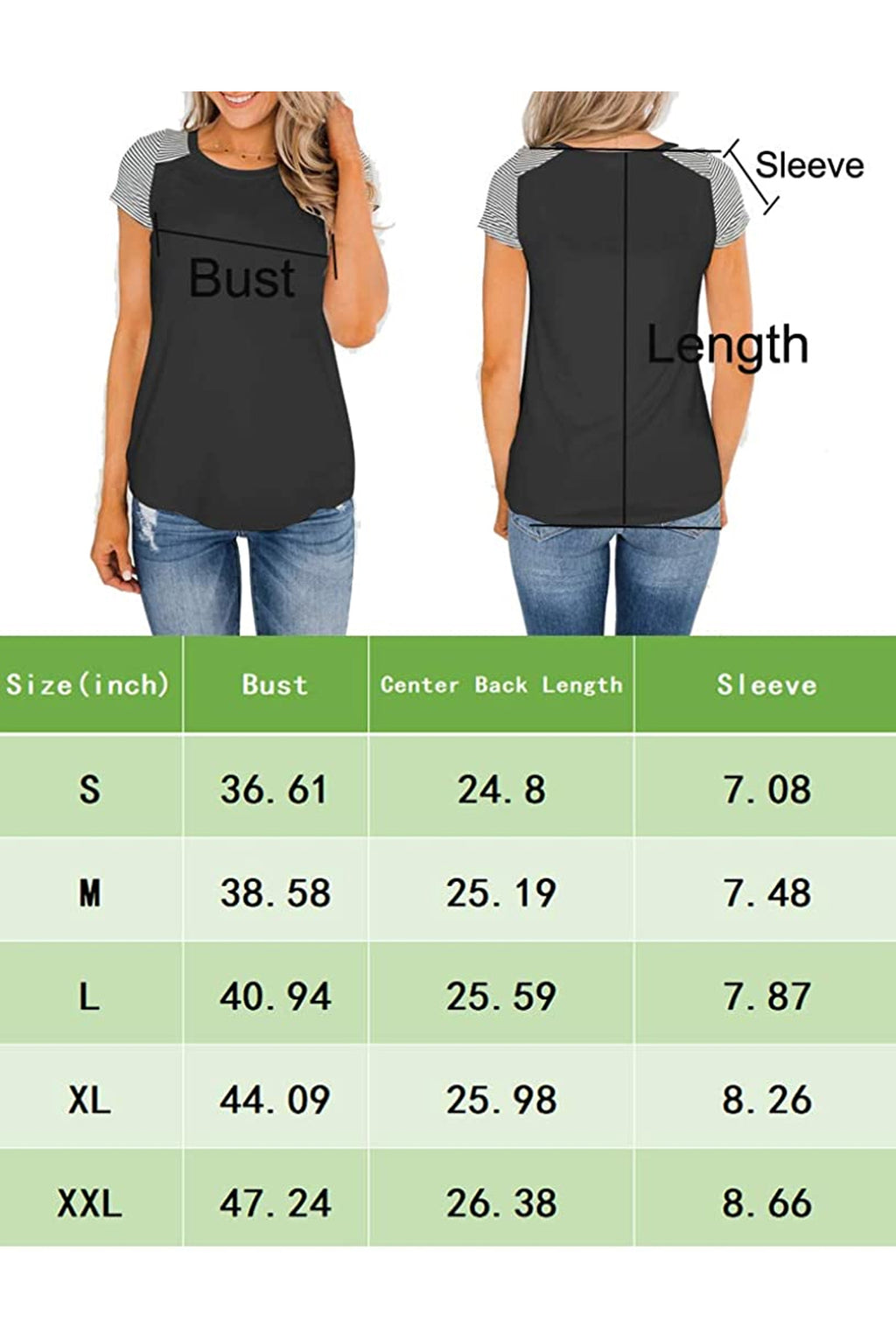 Bingerlily Black Short Sleeve Stripe Tops