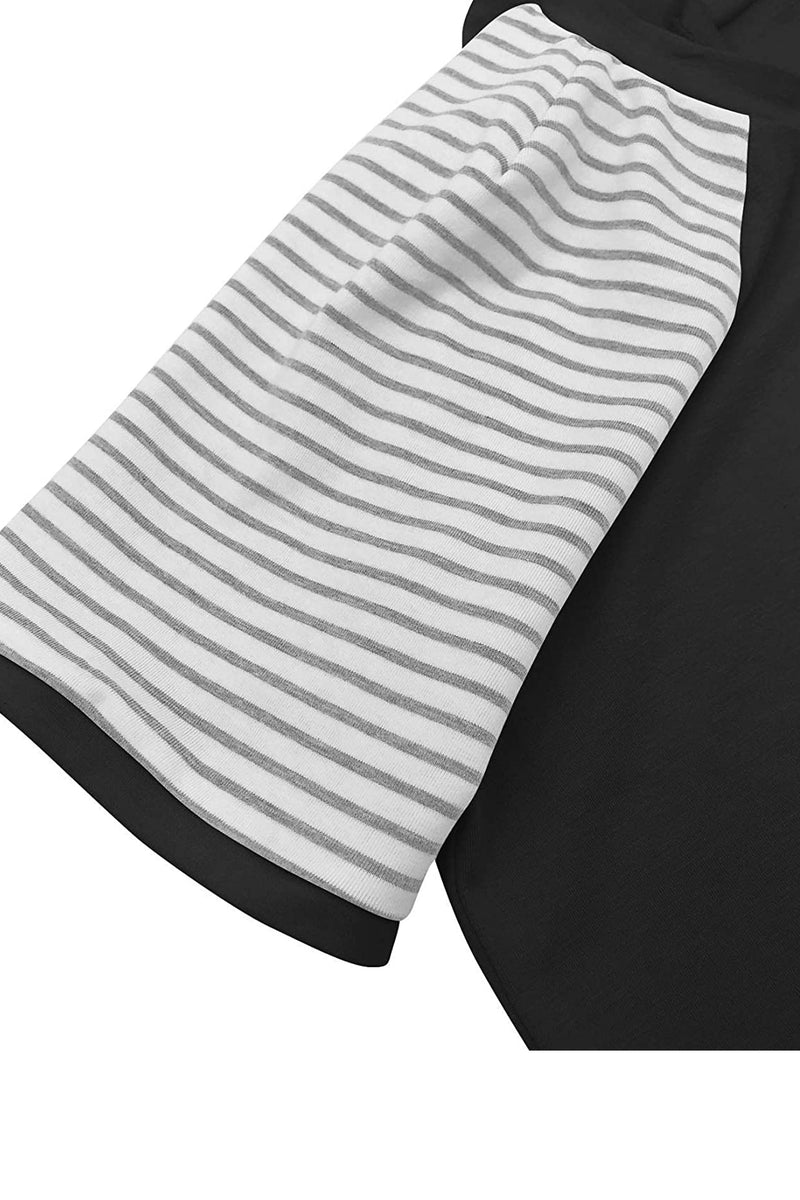 Bingerlily Black Short Sleeve Stripe Tops