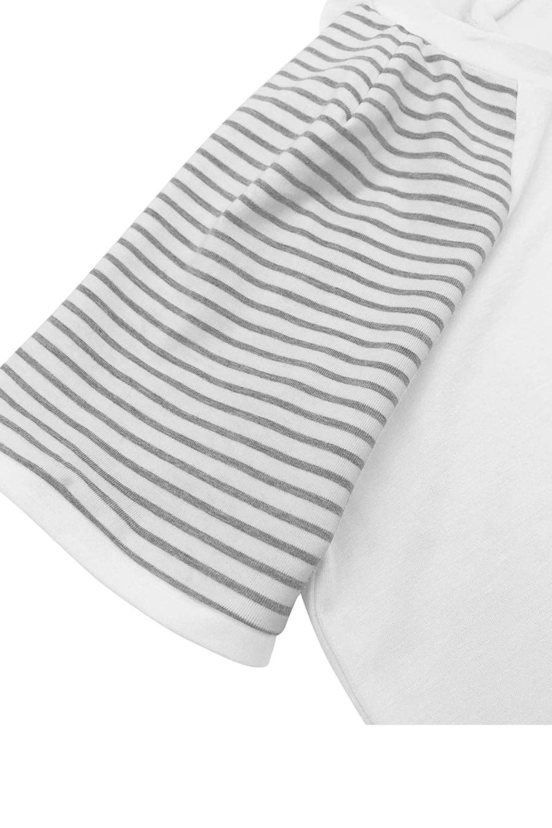 Bingerlily White Short Sleeve Stripe Tops