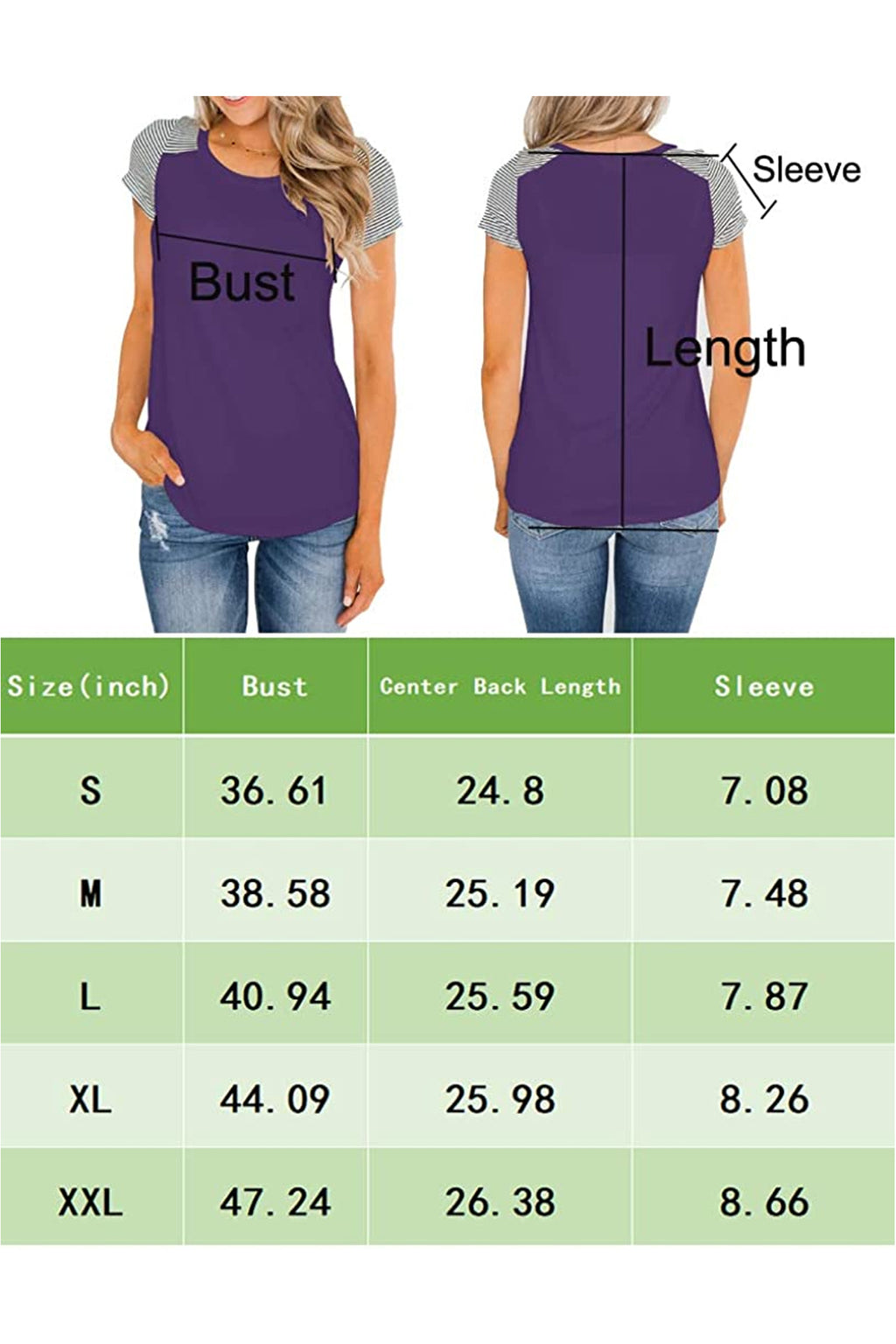 Bingerlily Purple Short Sleeve Stripe Tops